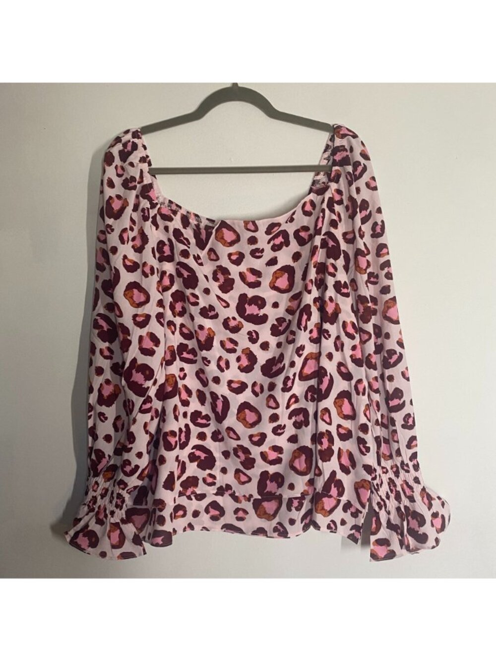 Grace + Emma Womens Leopard Print Long Sleeve Blouse 3XL Pink & Burgundy - Picture 8 of 8